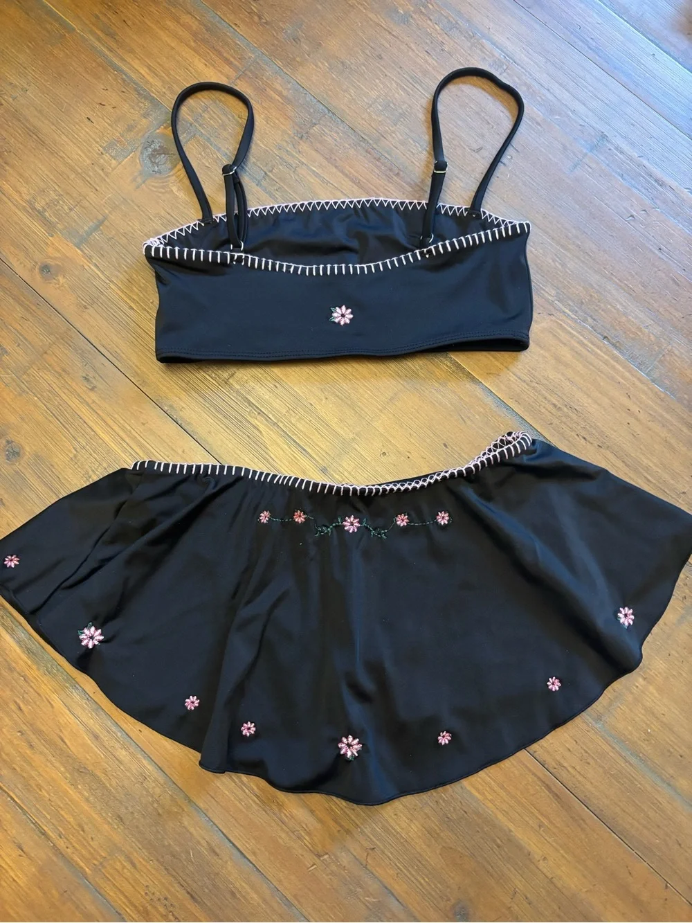 Frankie’s bikini sea fairy black embroidered bikini set